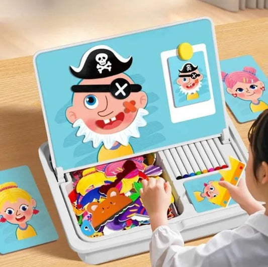 Magnetic Puzzles Face Dress Up Travel Game Double Side Preschool Educational Learning Toy