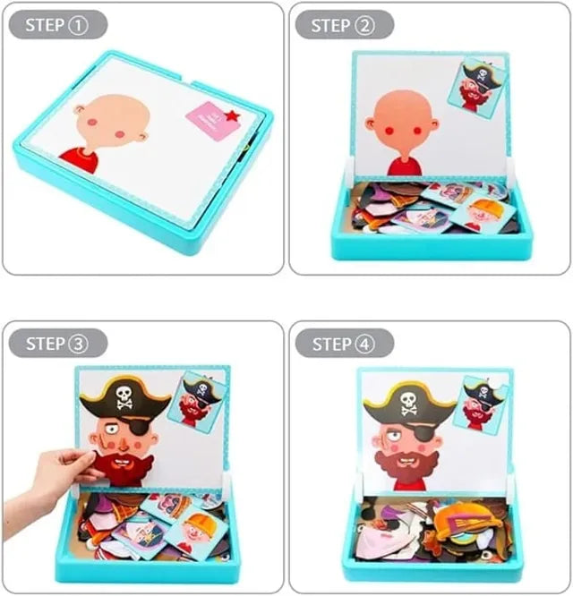 Magnetic Puzzles Face Dress Up Travel Game Double Side Preschool Educational Learning Toy