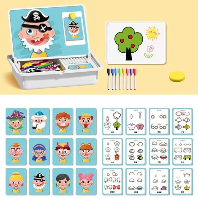 Magnetic Puzzles Face Dress Up Travel Game Double Side Preschool Educational Learning Toy