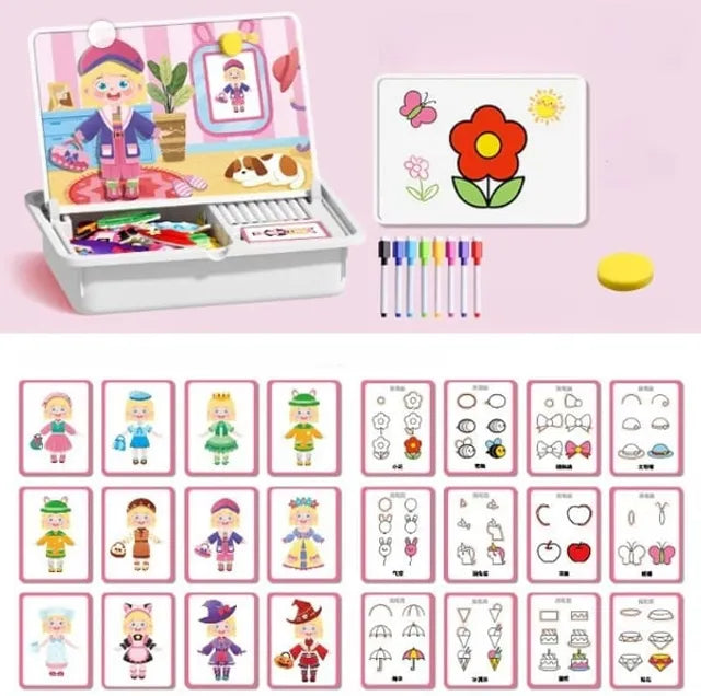 Magnetic Puzzles Face Dress Up Travel Game Double Side Preschool Educational Learning Toy