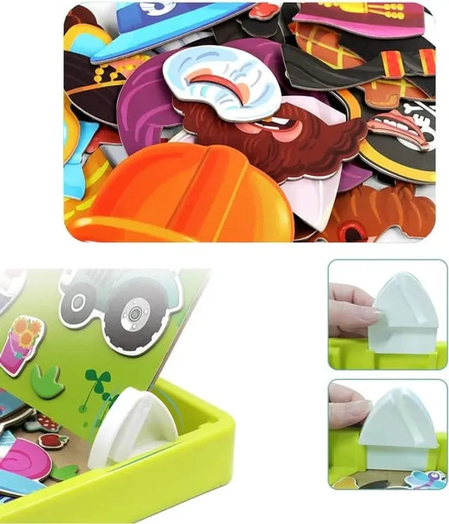 Magnetic Puzzles Face Dress Up Travel Game Double Side Preschool Educational Learning Toy