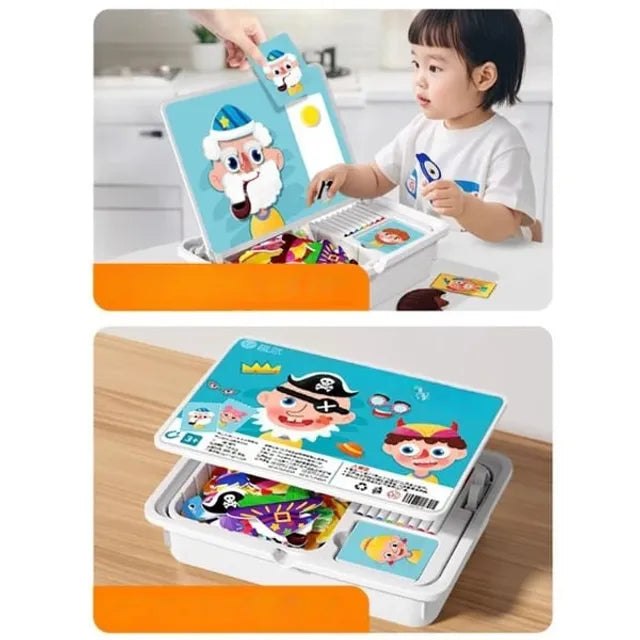 Magnetic Puzzles Face Dress Up Travel Game Double Side Preschool Educational Learning Toy
