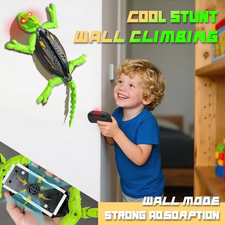 Wall Climbing RC Gecko Toy, Rechargeable Remote Control Lizard with LED Eyes