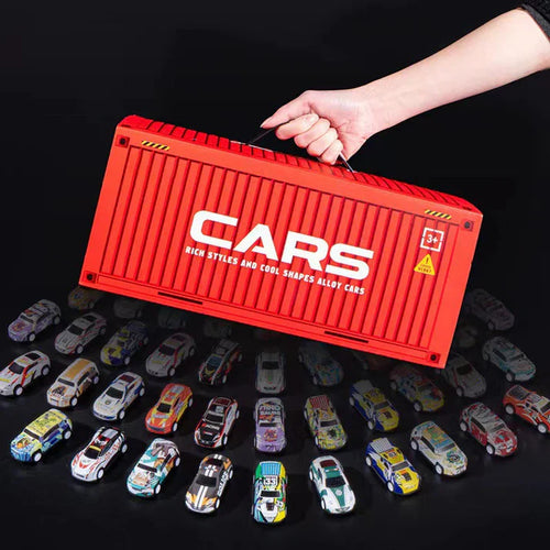 48 Mini Pull-Back Cars with Built-In Garage Set
